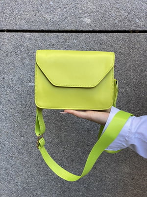 Зелена сумка крос-боді на широкому ремінці | 6803622