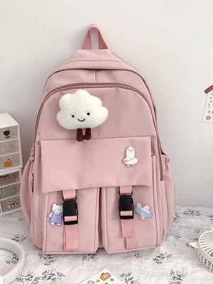 Рожевий рюкзак з кишенями | 6803630