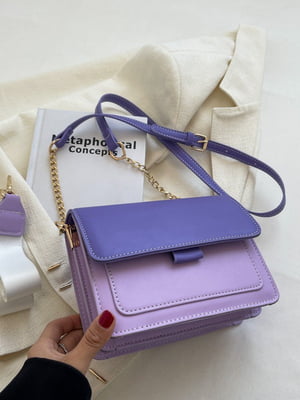 Фіолетова сумка крос-боді з подвійним ремінцем | 6803652