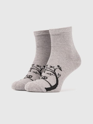 Шкарпетки сірі з принтом | 6802733