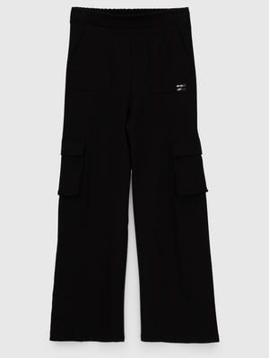 Бежеві чорні штани з накладними кишенями | 6803168
