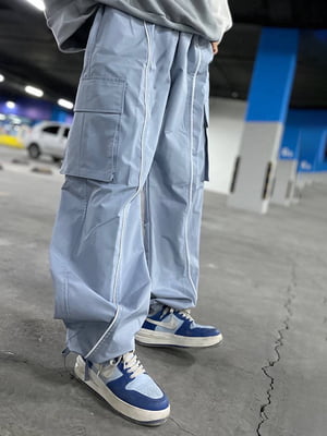 Блакитні штани-карго вільного фасону | 6803920