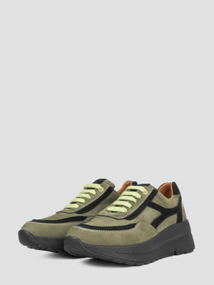 Кросівки з нубуку оливкового кольору | 6804050