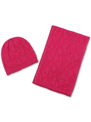 Комплект розовый: шапка и шарф | 6804196