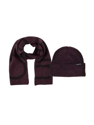 Комплект бордовый: шапка и шарф | 6804410