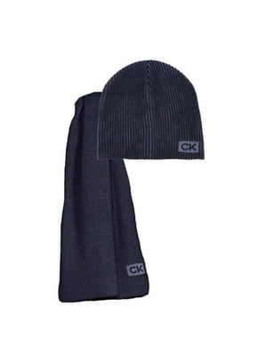 Комплект синий: шапка и шарф | 6804413