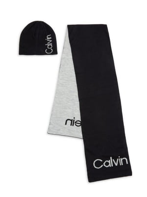 Комплект черный: шапка и шарф | 6804461