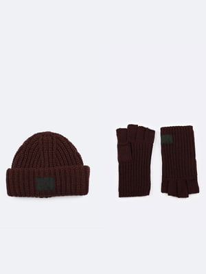 Комплект бордовий: шапка та рукавички | 6804477