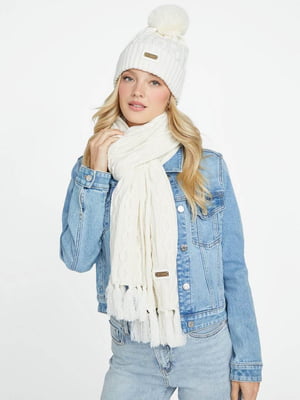 Комплект белый: шапка и шарф | 6804525