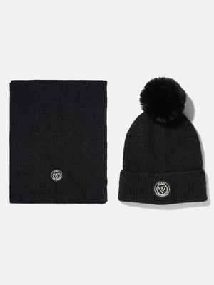 Комплект черный: шапка и шарф | 6804573