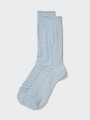 Високі блакитні шкарпетки у тонкий рубчик | 6804627