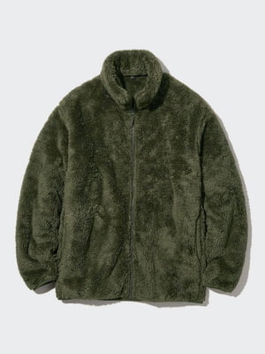 Куртка зелена на блискавці зі штучного хутра | 6804640