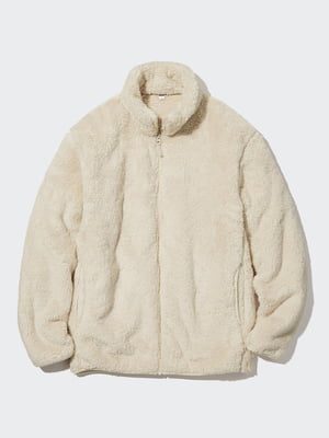 Куртка молочного цвета на молнии из искусственного меха | 6804645
