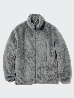 Куртка серая на молнии из искусственного меха | 6804647