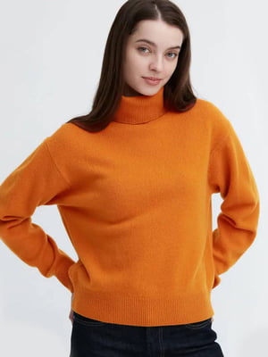В`язаний светр з високою горловиною помаранчевий | 6804661