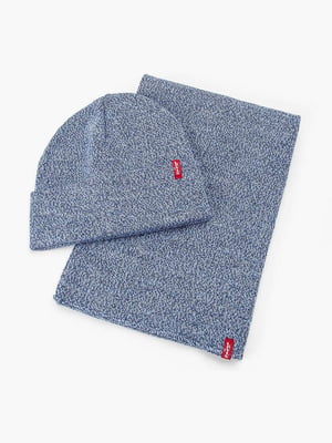 Комплект синий: шапка и шарф | 6804802