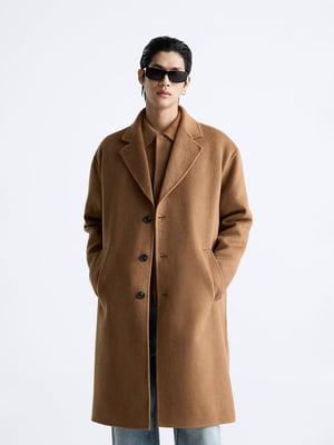 Полушерстяное коричневое пальто | 6775841