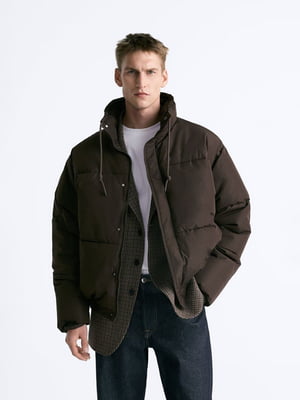 Дута коричнева водовідштовхувальна куртка | 6804397