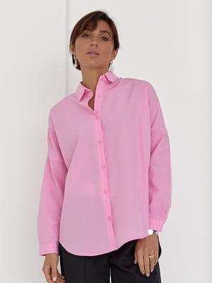 Базова рожева сорочка з напівкруглим низом | 6805101