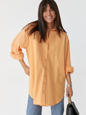 Довга помаранчева сорочка з напівкруглим низом | 6805115