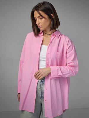 Подовжена рожева сорочка на ґудзиках | 6805135