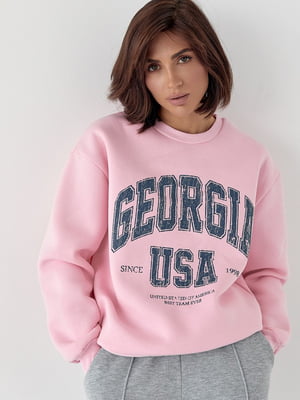 Світшот оверсайз рожевий з написом Georgia USA | 6805377