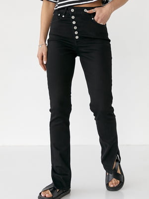 Чорні джинси з бічним гульфиком на гудзиках | 6805590