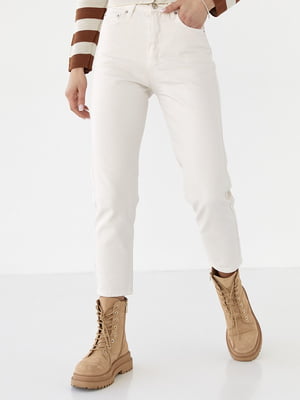 Укорочені джинси-мом кремового кольору | 6805592