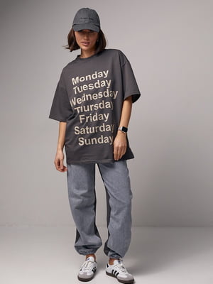 Костюм-двійка: футболка з принтом та комбіновані джогери | 6805736
