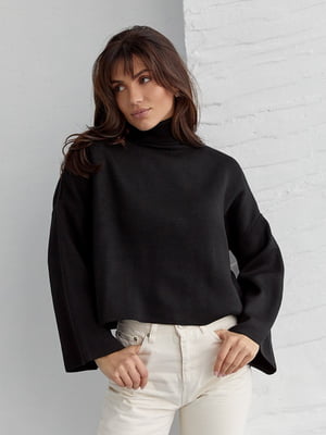 Однотонний чорний светр з розширеними рукавами | 6806509