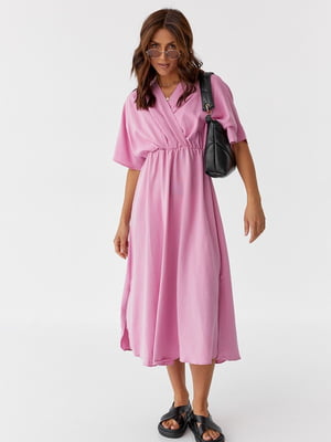 Сукня міді з верхом на запах рожева | 6806635