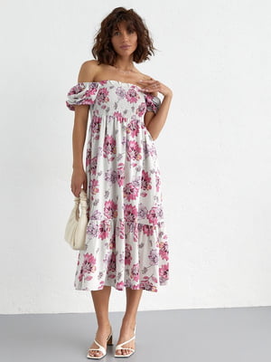 Літня сукня в квітковий візерунок з відкритими плечима | 6806676