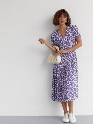 Сукня фіолетова з квітковим принтом | 6806743
