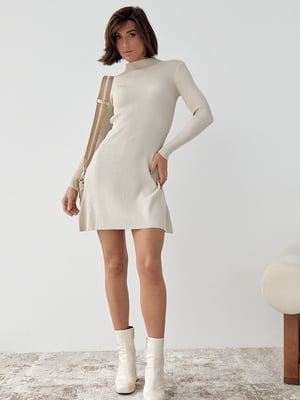 Базова сукня міні в рубчик молочна | 6806762