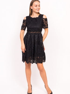 Стильна сукня з відкритим плічком чорна | 6806775