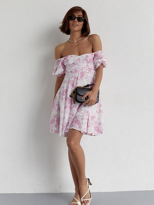 Літня сукня міні з драпіруванням спереду молочна | 6806794