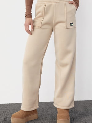 Трикотажні штани кавового кольору на флісі | 6806941