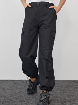 Чорні штани-карго в стилі кежуал | 6806968