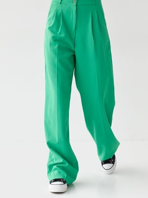 Зелені штани вільного крою зі стрілками | 6806972
