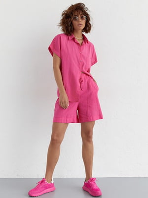 Рожевий літній костюм: шорти та сорочка | 6807197