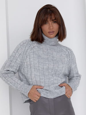 Світло-сірий трикотажний светр з рукавами-регланами | 6807256