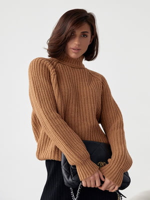 Коричневий светр із рукавами-регланами | 6807261
