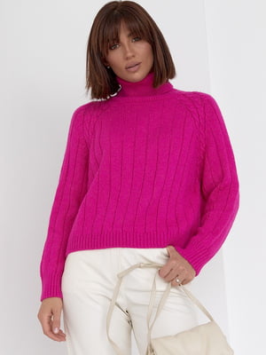 Трикотажний светр з рукавами-регланами кольору фуксія | 6807286