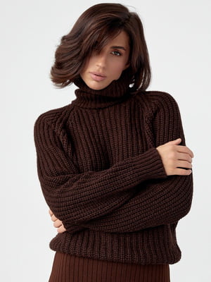 Темно-коричневий светр із рукавами-регланами | 6807311