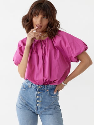 Рожева блуза оверсайз із зав'язками | 6807526