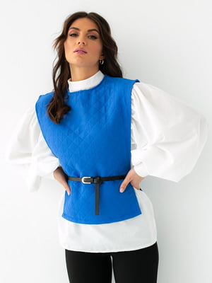 Комплект: блуза з об'ємними рукавами та накидка з поясом | 6807548