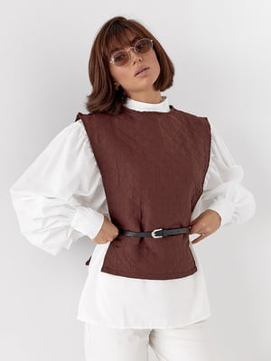 Комплект: блуза з об'ємними рукавами та накидка з поясом | 6807553