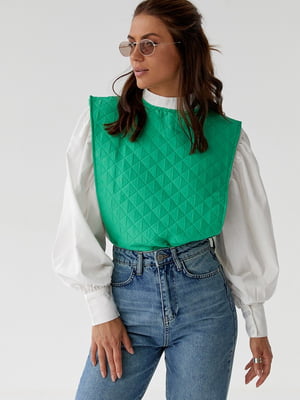 Комплект: блуза з об'ємними рукавами та накидка з поясом | 6807561