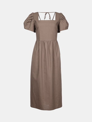 Сукня з натурального льону у кольорі мокко | 6807743
