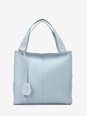 Голубая кожаная сумка-шопер | 6808549